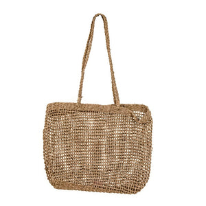 Zentique Woven Seagrass Handbag Set of 2 — Handcrafted Coastal Tote, Durable Spacious Everyday Beach Bag, Neutral Style ZENWS-HB03