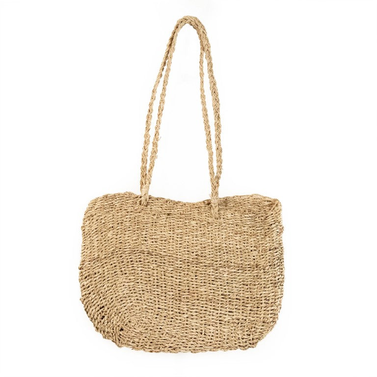 Zentique Woven palm-leaf handbag set of 2 — lightweight, durable market & beach totes with classic neutral style ZENWS-HB05