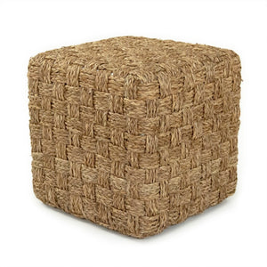 Zentique Woven Seagrass Pouf Cube — Handwoven Natural Texture, Portable Seat/Footrest/Table for Modern Homes ZENWS-P01 M