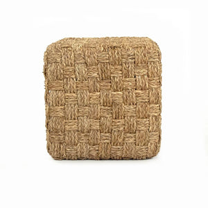 Zentique Woven Seagrass Pouf Cube — Handwoven Natural Texture, Portable Seat/Footrest/Table for Modern Homes ZENWS-P01 M
