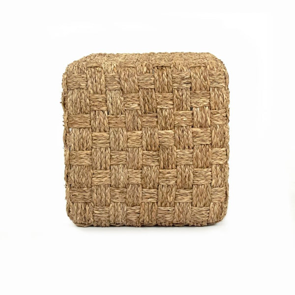 Zentique Woven Seagrass Pouf Cube — Handwoven Natural Texture, Portable Seat/Footrest/Table for Modern Homes ZENWS-P01 M