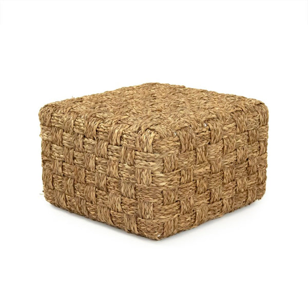Zentique Woven Seagrass Pouf Ottoman — Handwoven Natural Footstool & Extra Seat, Coastal Textured Accent (15.75"x10") ZENWS-P01 S