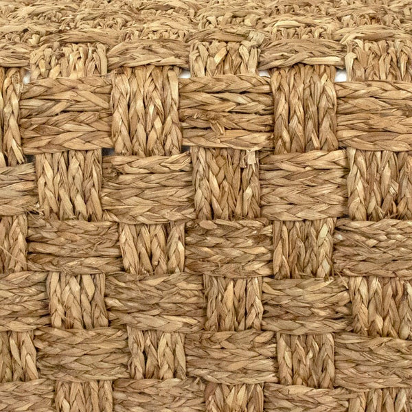 Zentique Woven Seagrass Pouf Ottoman — Handwoven Natural Footstool & Extra Seat, Coastal Textured Accent (15.75"x10") ZENWS-P01 S