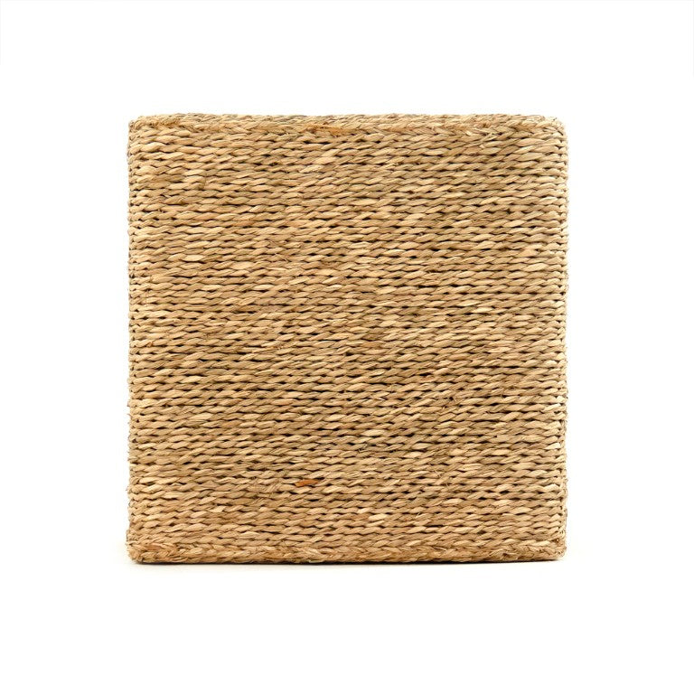 Zentique Woven seagrass pouf ottoman — handwoven eco-friendly seating, compact footrest for modern boho rooms Brown ZENWS-P03