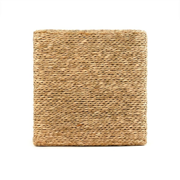 Zentique Woven seagrass pouf ottoman — handwoven eco-friendly seating, compact footrest for modern boho rooms Brown ZENWS-P03