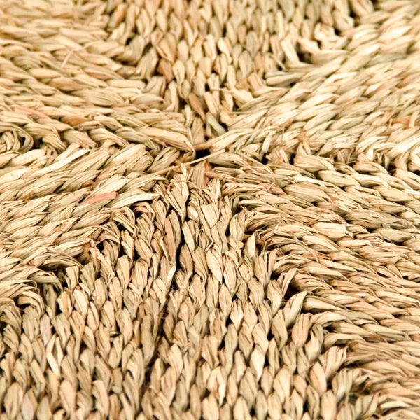 Zentique Woven Seagrass Ottoman Bench — Handwoven Low-Profile Footrest, Extra Seating & Eco Natural Accent ZENWS-P05