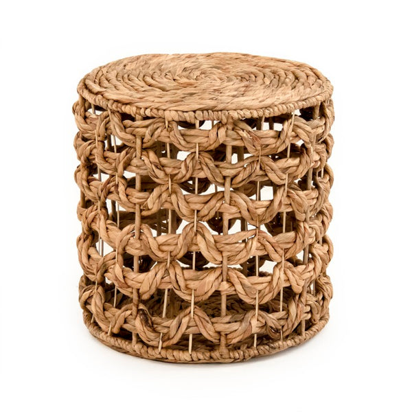 Zentique Woven Handwoven Water Hyacinth Stool – Eco-Friendly 16" Cube Seat, Footrest, Side Table for Any Room ZENWS-P08