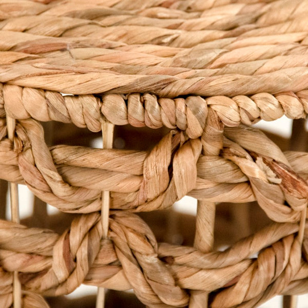 Zentique Woven Handwoven Water Hyacinth Stool – Eco-Friendly 16" Cube Seat, Footrest, Side Table for Any Room ZENWS-P08