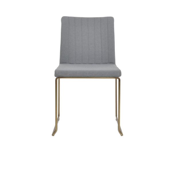 Soho Concept Zeyno Wire Stackable Dining Chair With Soft Leatherette Upholstery & 2-year Guarantee, Grey Finish Brass,Grey  Soho-concept-dining-chair-06400