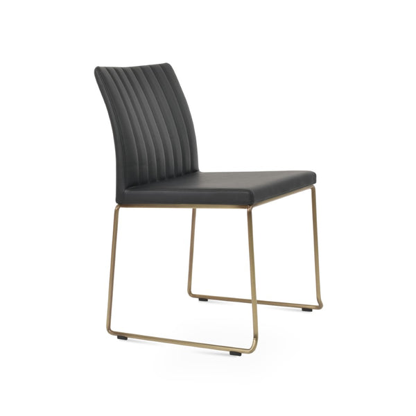 Soho Concept Zeyno Wire Stackable Dining Chair With Soft Leatherette Upholstery & 2-year Guarantee, Grey Finish Brass,Black  Soho-concept-dining-chair-06401