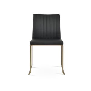 Soho Concept Zeyno Wire Stackable Dining Chair With Soft Leatherette Upholstery & 2-year Guarantee, Grey Finish Brass,Black  Soho-concept-dining-chair-06401