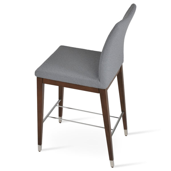 Soho Concept Zeyno Counter Barstools - Luxurious Boucle Fabric & Genuine Leather With 10-year Guarantee Options Walnut,Grey  Soho-concept-dining-chair-07305