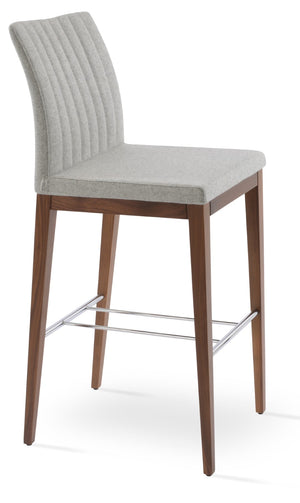 Soho Concept Zeyno Counter Wood Barstools & Counterstools - Durable Wool Fabric, 10-year Guarantee, Stylish Finish Walnut,Silver  Soho-concept-dining-chair-07301