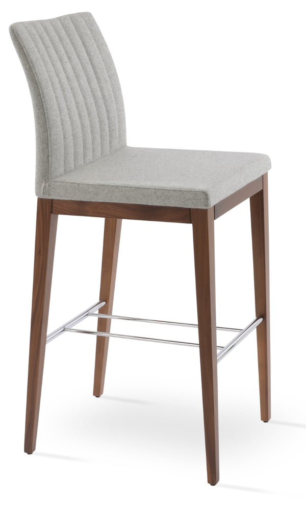 Soho Concept Zeyno Counter Wood Barstools & Counterstools - Durable Wool Fabric, 10-year Guarantee, Stylish Finish Walnut,Silver  Soho-concept-dining-chair-07301