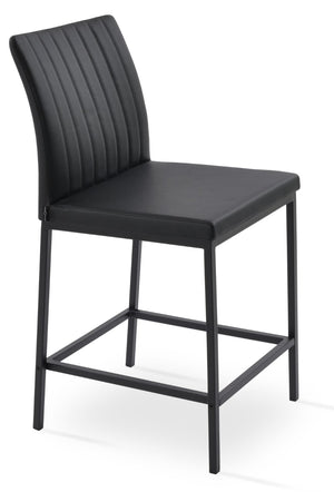 Soho Concept Zeyno Counter Chrome Barstools - Stylish Leatherette Seating, 2-year Guarantee, Soft Color Options Black  Soho-concept-dining-chair-07310