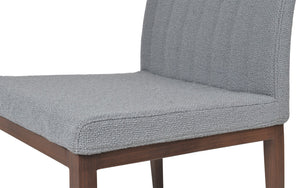 Soho Concept Zeyno Mw Dining Chair In Camira Yoredale Boucle Fabric & Genuine Leather – 10-year Guarantee, Stylish Design Walnut,Grey  Soho-concept-dining-chair-06426