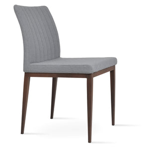 Soho Concept Zeyno Mw Dining Chair In Camira Yoredale Boucle Fabric & Genuine Leather – 10-year Guarantee, Stylish Design Walnut,Grey  Soho-concept-dining-chair-06426