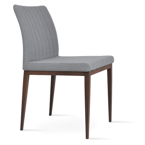Soho Concept Zeyno Mw Dining Chair In Camira Yoredale Boucle Fabric & Genuine Leather – 10-year Guarantee, Stylish Design Walnut,Grey  Soho-concept-dining-chair-06426