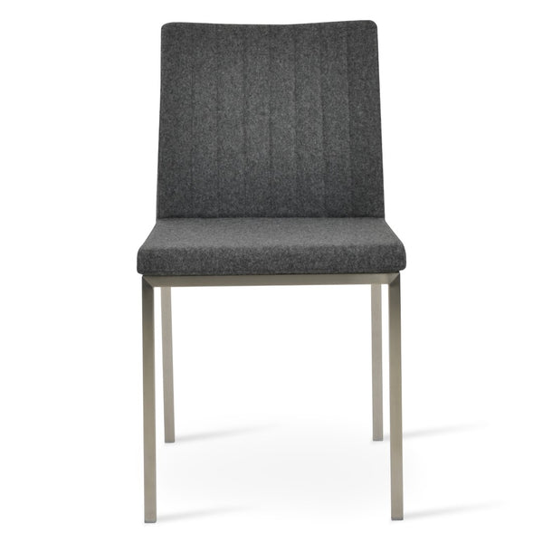 Soho Concept Zeyno Metal Dining Chair In Camira Blazer Wool Fabric - 10-year Guarantee, Stylish Chrome Finish Dark Grey,Chrome  Soho-concept-dining-chair-06437