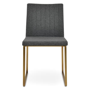 Soho Concept Zeyno Sled Dining Chair - Stylish Camira Blazer Wool, 10-year Guarantee, Dark Grey Chrome Base Dark Grey,Gold,Brass  Soho-concept-dining-chair-06438