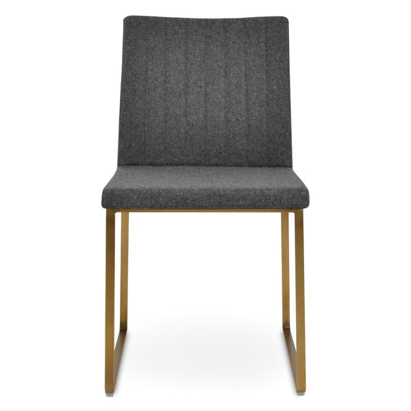 Soho Concept Zeyno Sled Dining Chair - Stylish Camira Blazer Wool, 10-year Guarantee, Dark Grey Chrome Base Dark Grey,Gold,Brass  Soho-concept-dining-chair-06438