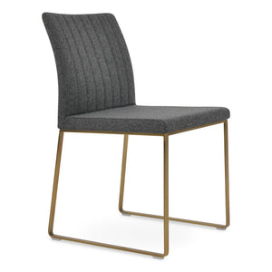 Soho Concept Zeyno Sled Dining Chair - Stylish Camira Blazer Wool, 10-year Guarantee, Dark Grey Chrome Base Dark Grey,Gold,Brass  Soho-concept-dining-chair-06438