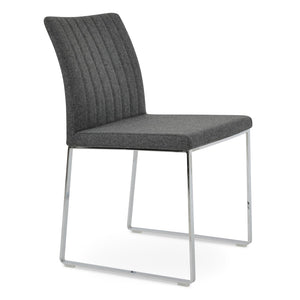 Soho Concept Zeyno Sled Dining Chair - Stylish Camira Blazer Wool, 10-year Guarantee, Dark Grey Chrome Base Dark Grey,Chrome  Soho-concept-dining-chair-06429