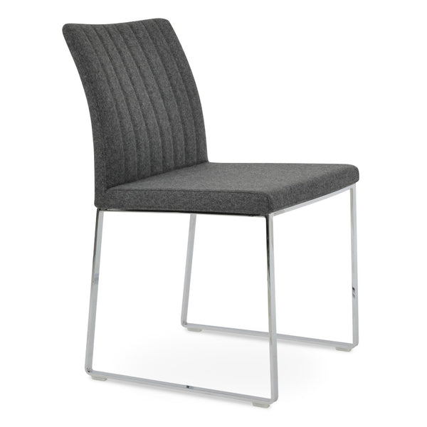 Soho Concept Zeyno Sled Dining Chair - Stylish Camira Blazer Wool, 10-year Guarantee, Dark Grey Chrome Base Dark Grey,Chrome  Soho-concept-dining-chair-06429