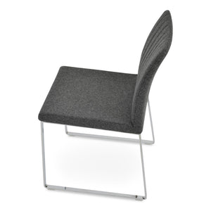 Soho Concept Zeyno Sled Dining Chair - Stylish Camira Blazer Wool, 10-year Guarantee, Dark Grey Chrome Base Dark Grey,Chrome  Soho-concept-dining-chair-06429