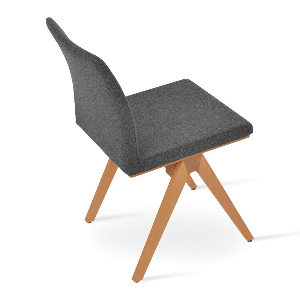 Soho Concept Zeyno Fino Wood Dining Chair - Elegant Camira Blazer Wool, 10-year Guarantee, Dark Grey Finish Dark Grey  Soho-concept-dining-chair-06431