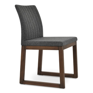 Soho Concept Zeyno Sled Wood Chair - Elegant Walnut Beech Frame, Camira Blazer Wool, 10-year Guarantee, Dark Grey Dark Grey  Soho-concept-dining-chair-06434