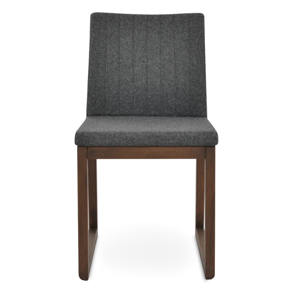 Soho Concept Zeyno Sled Wood Chair - Elegant Walnut Beech Frame, Camira Blazer Wool, 10-year Guarantee, Dark Grey Walnut,Silver  Soho-concept-dining-chair-06509