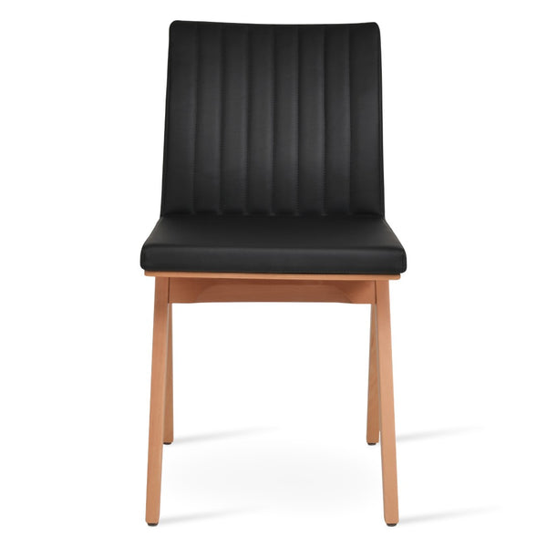 Soho Concept Zeyno Fino Wood Dining Chair - Durable Leatherette, Natural Or Walnut Finish, 2-year Warranty! Natural,Black  Soho-concept-dining-chair-06451