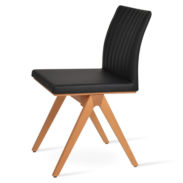 Soho Concept Zeyno Fino Wood Dining Chair - Durable Leatherette, Natural Or Walnut Finish, 2-year Warranty! Natural,Black  Soho-concept-dining-chair-06451