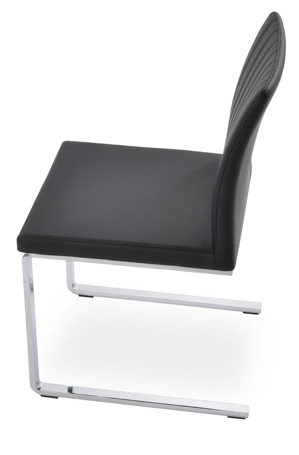Soho Concept Zeyno Flat Chair - Stylish Dining Chair With Chrome Base, Soft Leatherette, 2-year Guarantee, Durable Chrome,Black  Soho-concept-dining-chair-06460