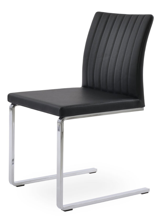 Soho Concept Zeyno Flat Chair - Stylish Dining Chair With Chrome Base, Soft Leatherette, 2-year Guarantee, Durable Chrome,Black  Soho-concept-dining-chair-06460