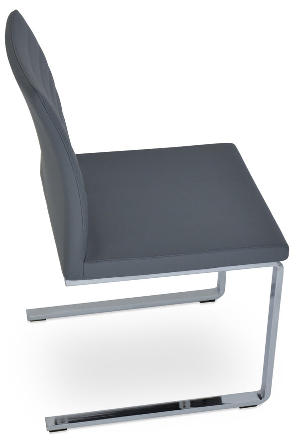Soho Concept Zeyno Flat Chair - Stylish Dining Chair With Chrome Base, Soft Leatherette, 2-year Guarantee, Durable Chrome,Grey  Soho-concept-dining-chair-06461