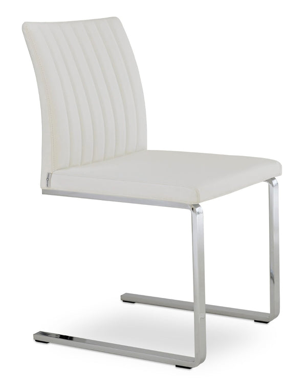 Soho Concept Zeyno Flat Chair - Stylish Dining Chair With Chrome Base, Soft Leatherette, 2-year Guarantee, Durable White  Soho-concept-dining-chair-06458