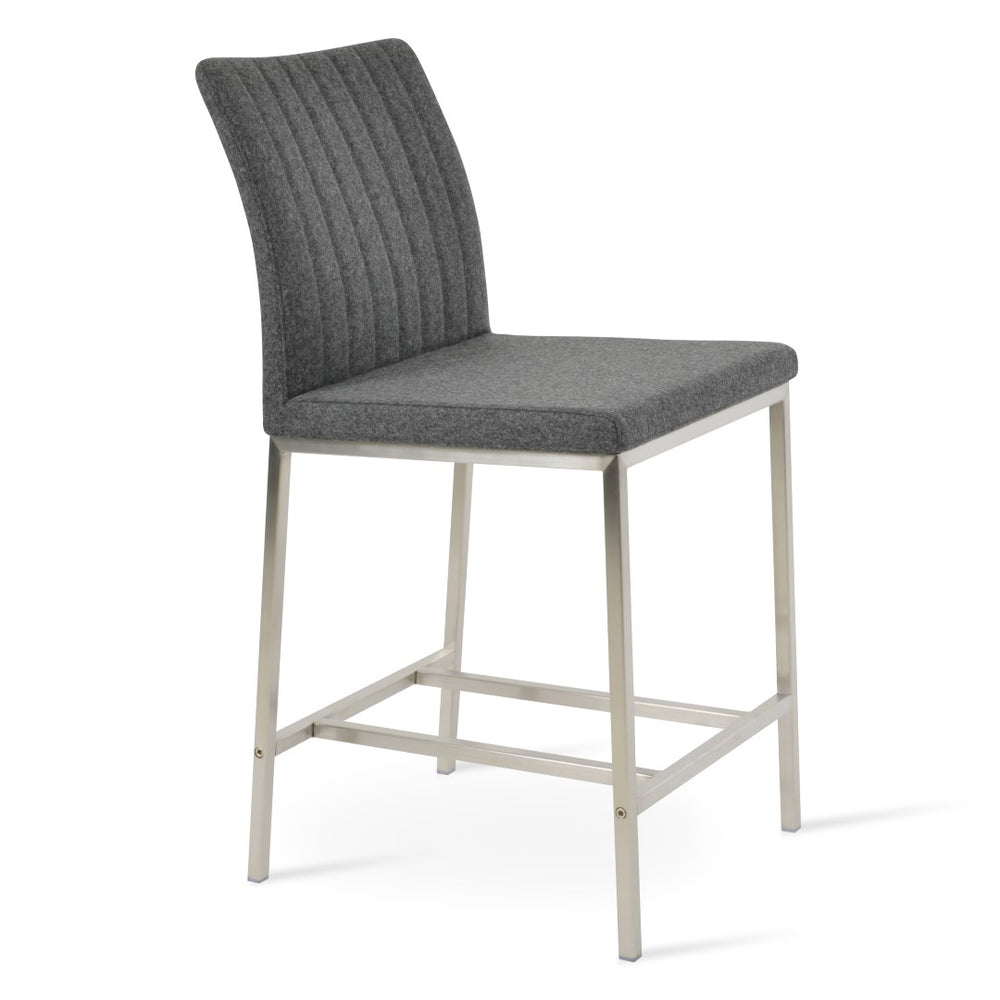 Soho Concept Zeyno Stylish Metal Barstools & Counterstools - 10-year Guarantee, Luxurious Camira Blazer Wool Fabric Dark Grey  Soho-concept-dining-chair-07320