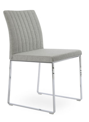 Soho Concept Zeyno Sled Dining Chair - Stylish Camira Blazer Wool, 10-year Guarantee, Dark Grey Chrome Base Chrome,Silver  Soho-concept-dining-chair-06502