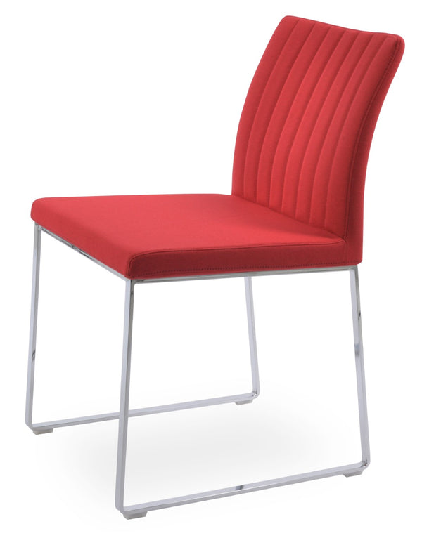 Soho Concept Zeyno Sled Dining Chair – Stylish Boucle, Velvet, Nubuck Upholstery With 10-year Guarantee & More! Chrome,Red  Soho-concept-dining-chair-06503