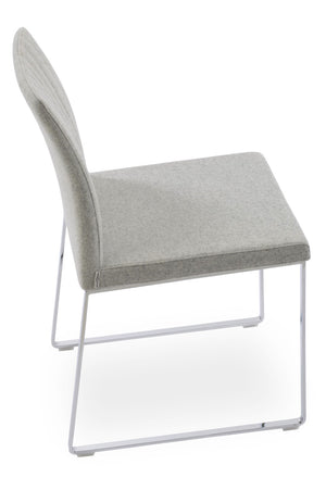 Soho Concept Zeyno Sled Dining Chair - Stylish Camira Blazer Wool, 10-year Guarantee, Dark Grey Chrome Base Chrome,Silver  Soho-concept-dining-chair-06498