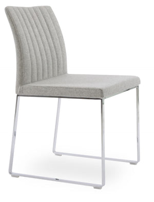 Soho Concept Zeyno Sled Dining Chair - Stylish Camira Blazer Wool, 10-year Guarantee, Dark Grey Chrome Base Chrome,Silver  Soho-concept-dining-chair-06499