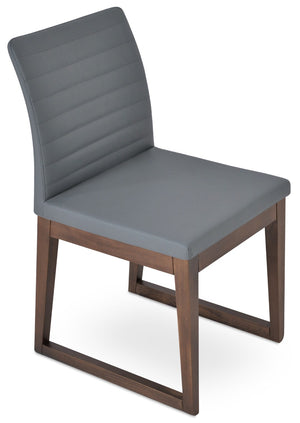 Soho Concept Zeyno Sled Wood Chair - Elegant Dining Seating With Soft Leatherette, 2-year Guarantee, Walnut Finish Walnut,Grey  Soho-concept-dining-chair-06512