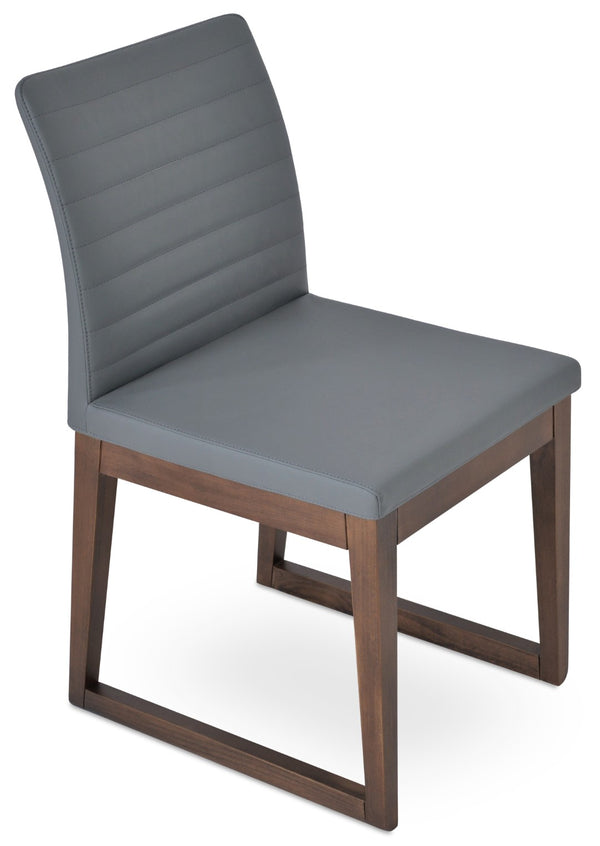 Soho Concept Zeyno Sled Wood Chair - Elegant Dining Seating With Soft Leatherette, 2-year Guarantee, Walnut Finish Walnut,Grey  Soho-concept-dining-chair-06512