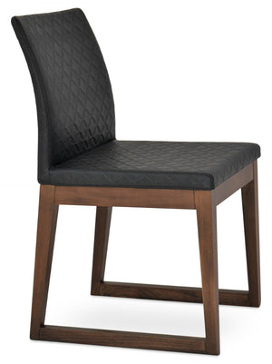 Soho Concept Zeyno Sled Wood Chair - Elegant Dining Seating With Soft Leatherette, 2-year Guarantee, Walnut Finish Walnut,Black  Soho-concept-dining-chair-06510