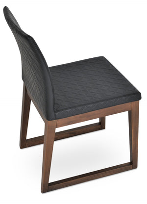 Soho Concept Zeyno Sled Wood Chair - Elegant Dining Seating With Soft Leatherette, 2-year Guarantee, Walnut Finish Walnut,Black  Soho-concept-dining-chair-06510