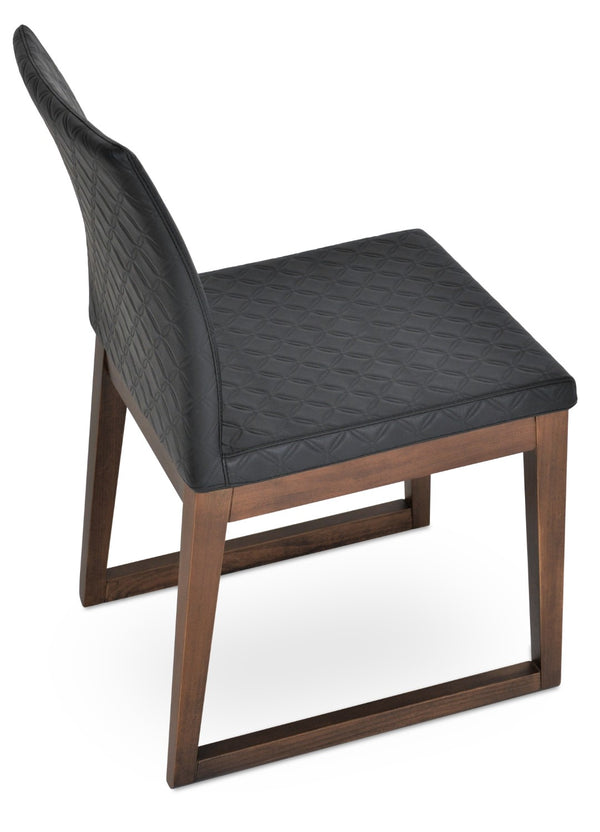 Soho Concept Zeyno Sled Wood Chair - Elegant Dining Seating With Soft Leatherette, 2-year Guarantee, Walnut Finish Walnut,Black  Soho-concept-dining-chair-06510