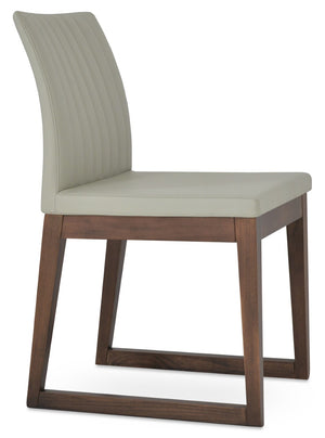 Soho Concept Zeyno Sled Wood Chair - Elegant Dining Seating With Soft Leatherette, 2-year Guarantee, Walnut Finish Walnut,Light Grey  Soho-concept-dining-chair-06511