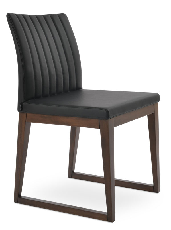 Soho Concept Zeyno Sled Wood Chair - Elegant Dining Seating With Soft Leatherette, 2-year Guarantee, Walnut Finish Walnut,Black  Soho-concept-dining-chair-06506